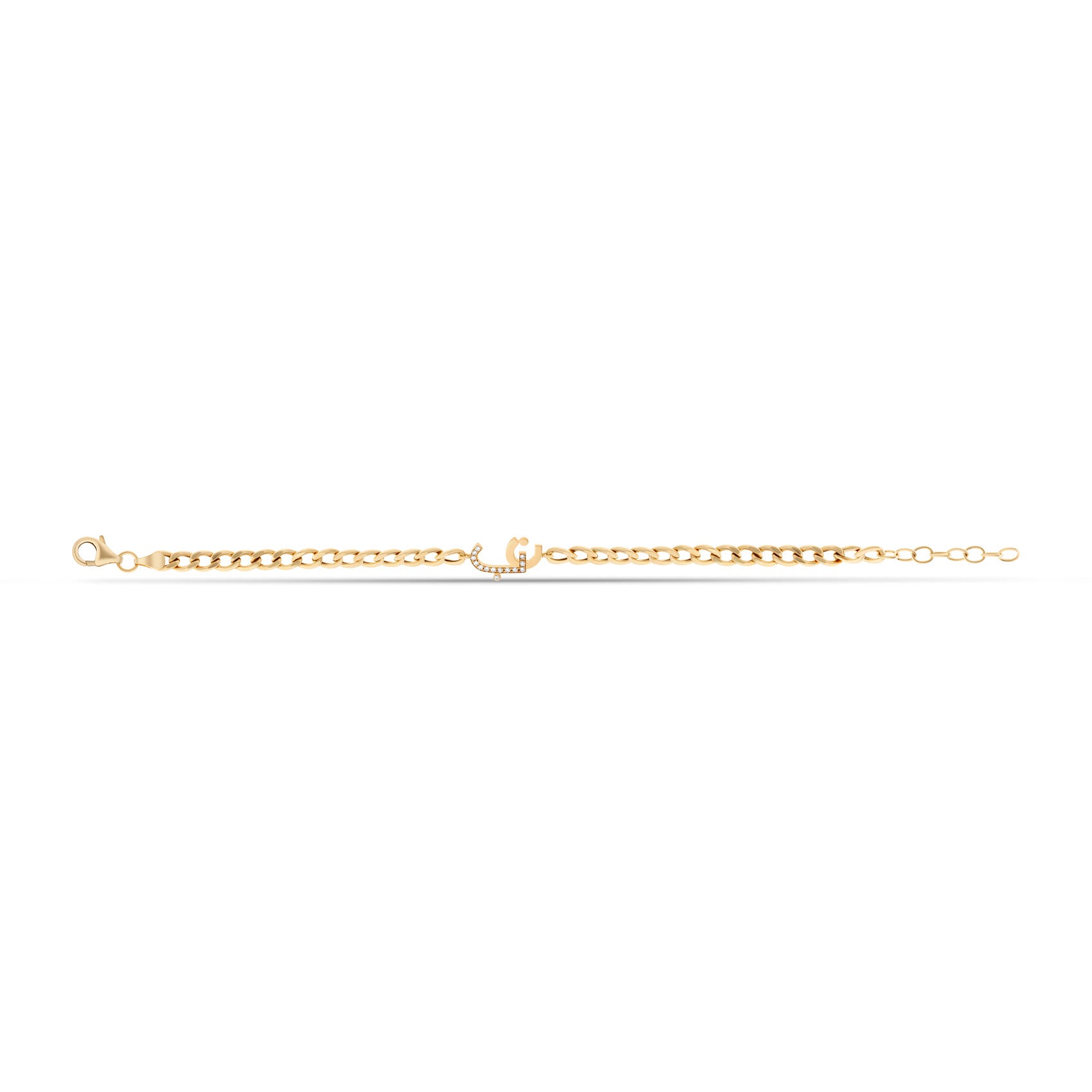 Diamond Two Letters Curb Chain Bracelet