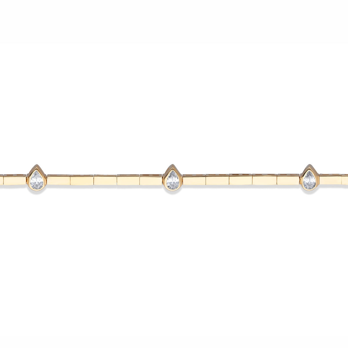 Long Square & Pear Stones Chain Bracelet