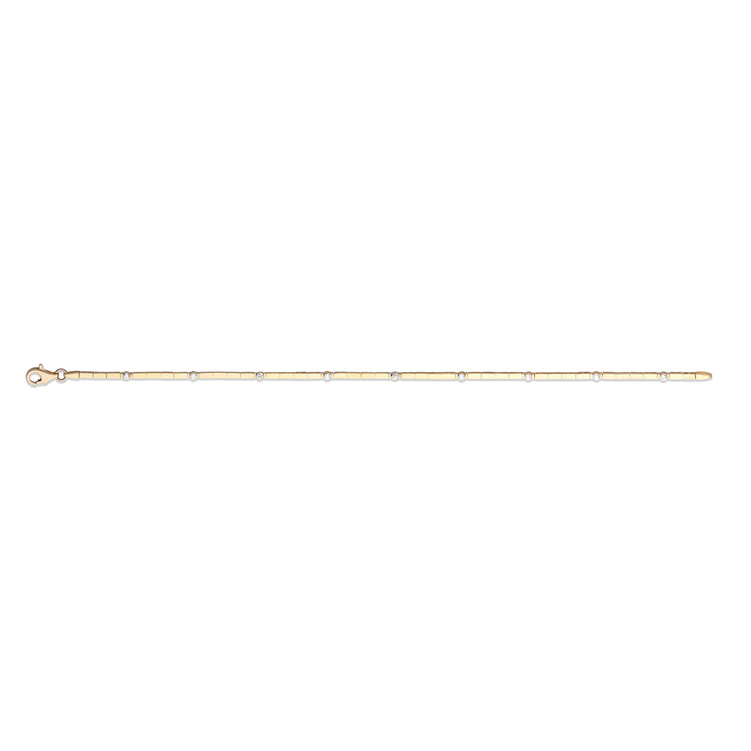 Long Square & Round Stones Chain Bracelet