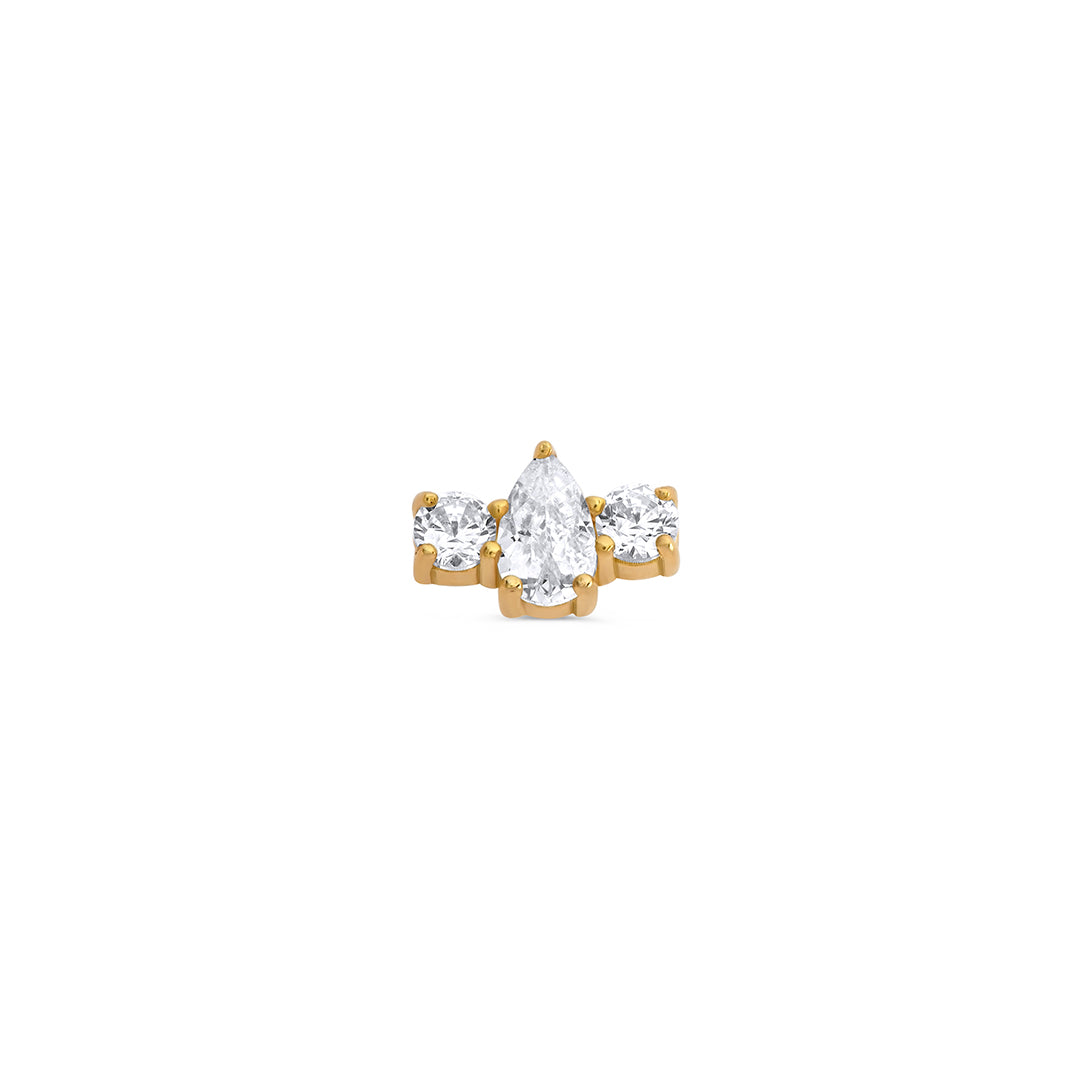 Pear and Two Stones Stud