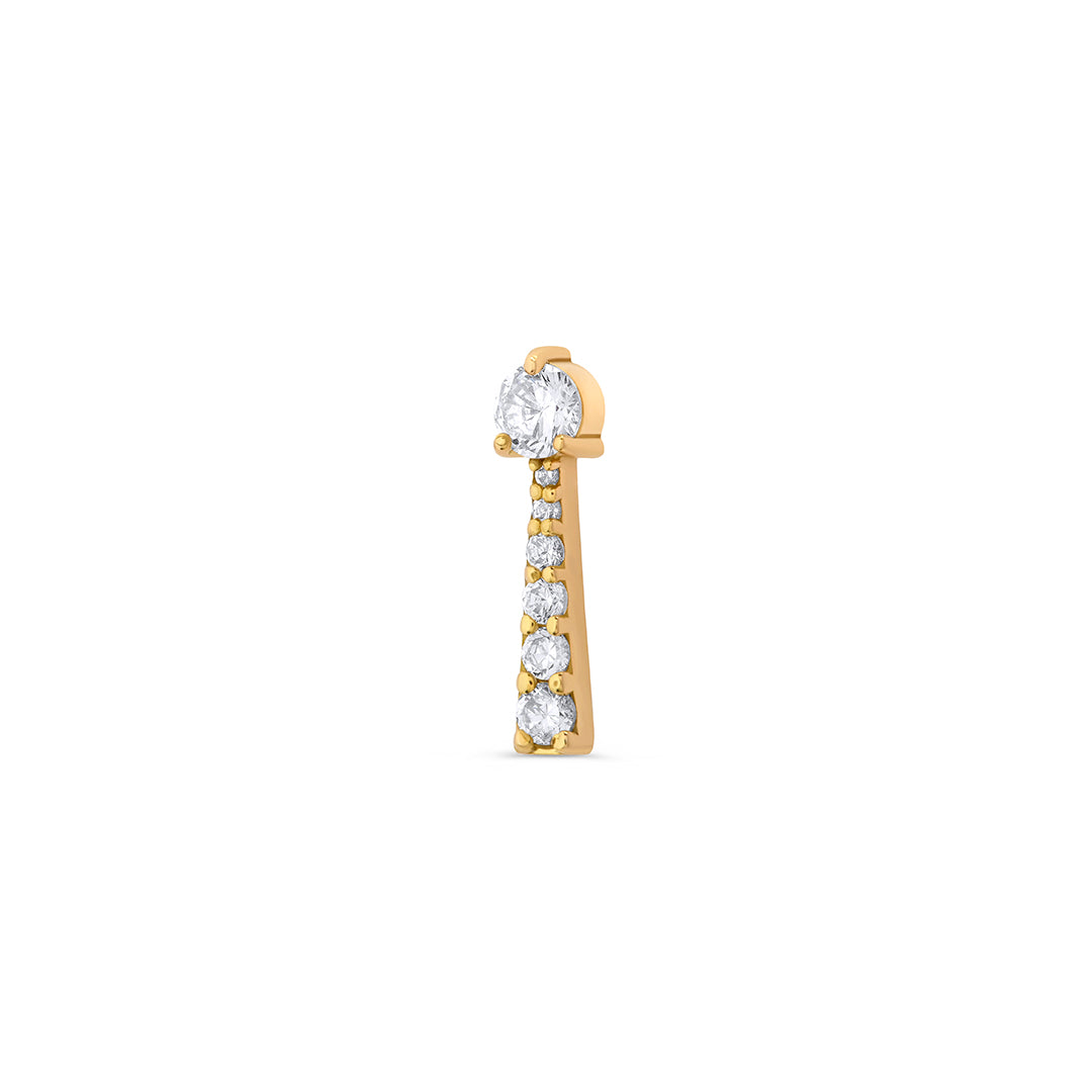 Round Stone Line Drop Stud