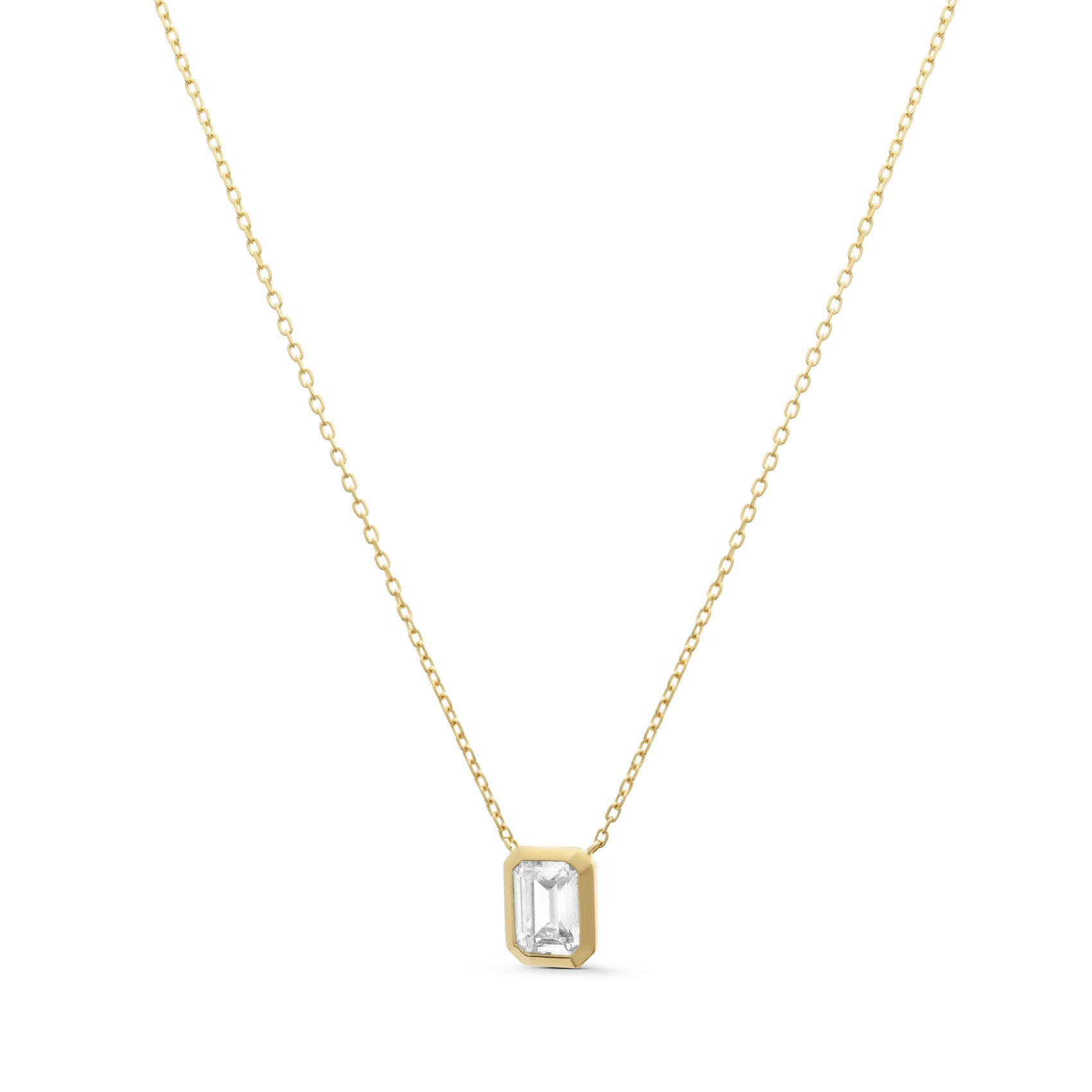 Emerald Cut Stone Necklace