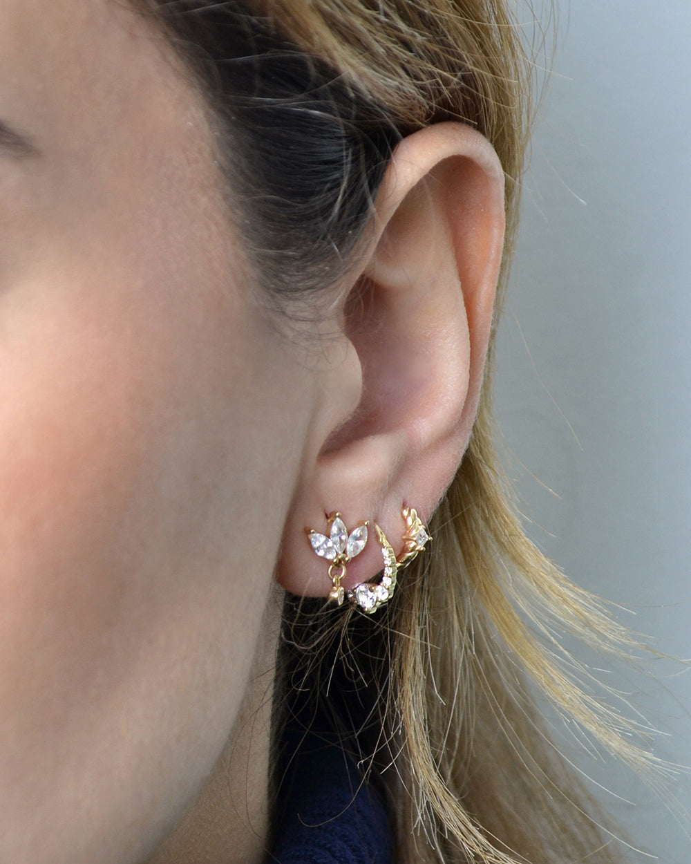 lotus with dangling stone studs