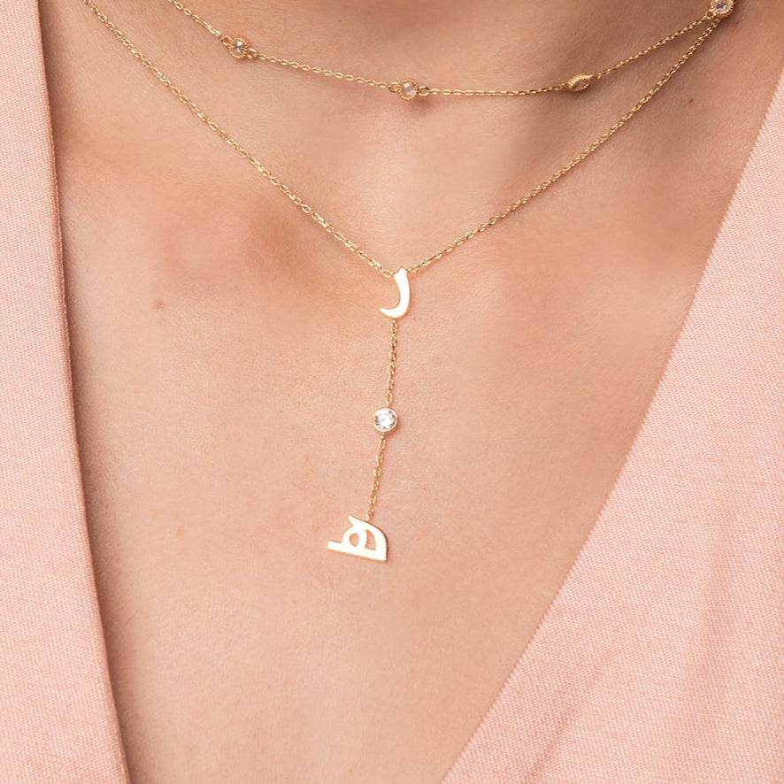two letters lariat necklace