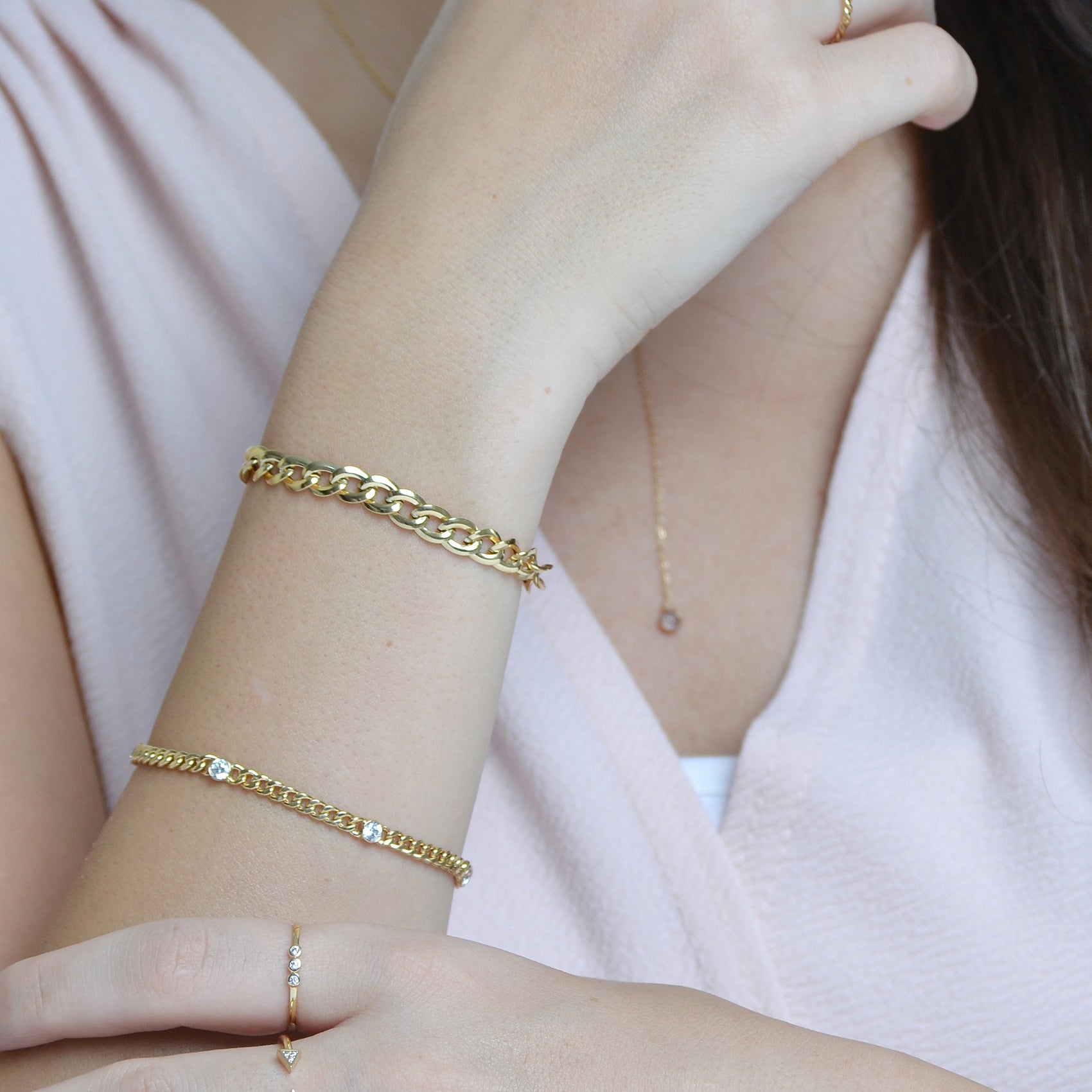 six stones curb chain bracelet