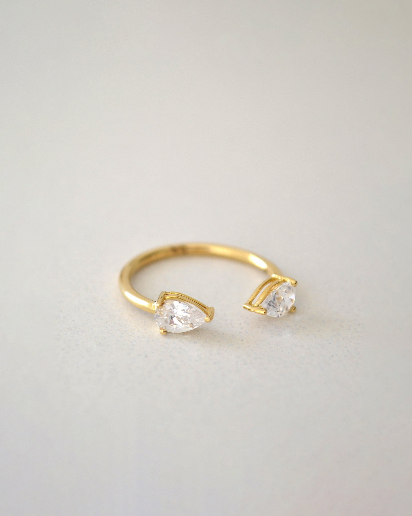 double pear stone open ring