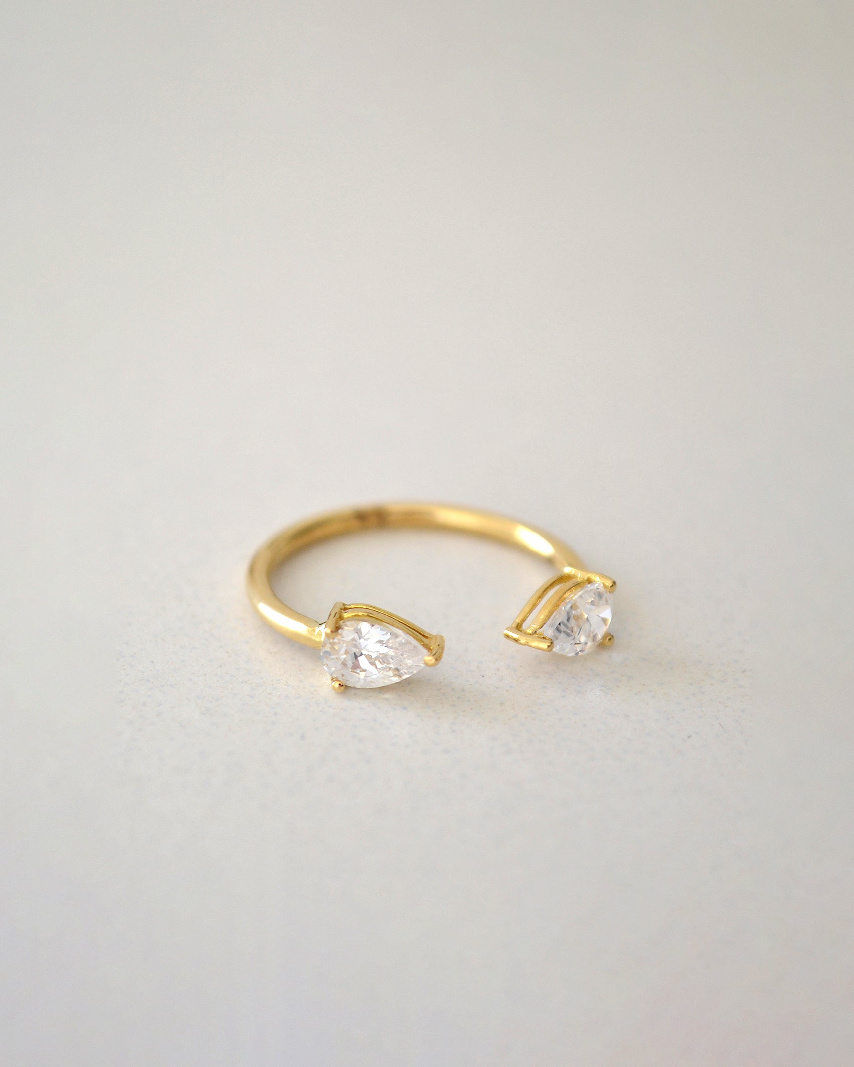 double pear stone open ring