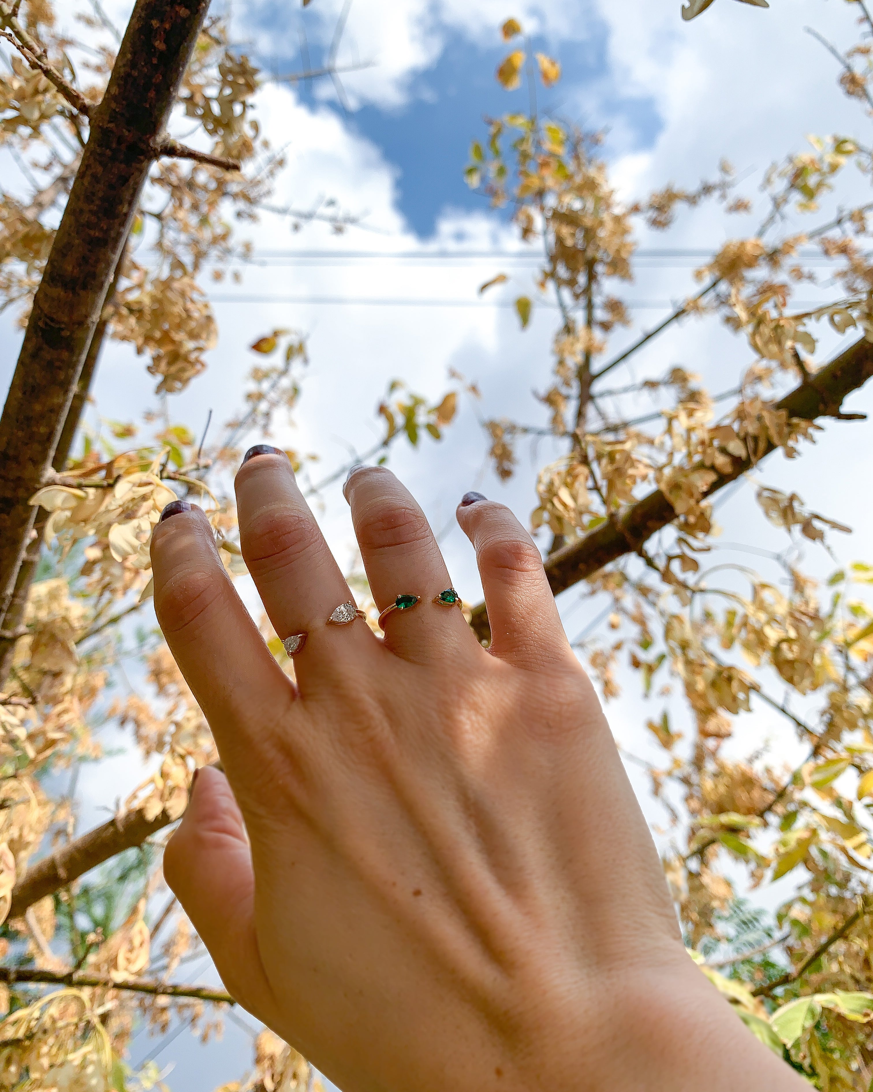 double pear stone open ring