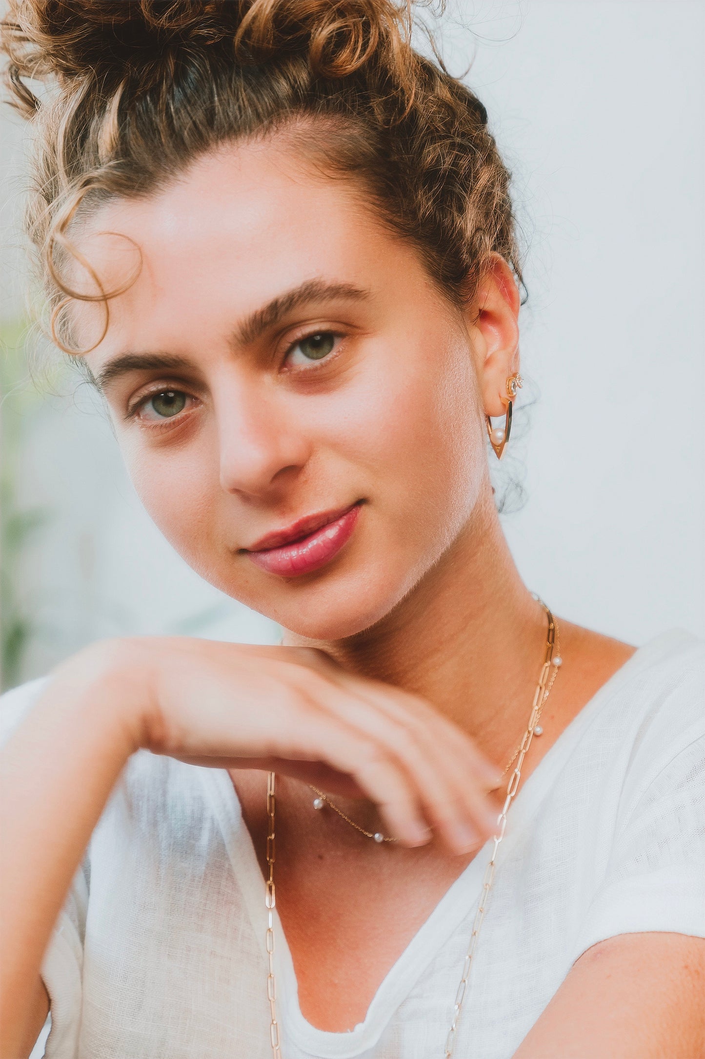 Triangle Pearl Hoops