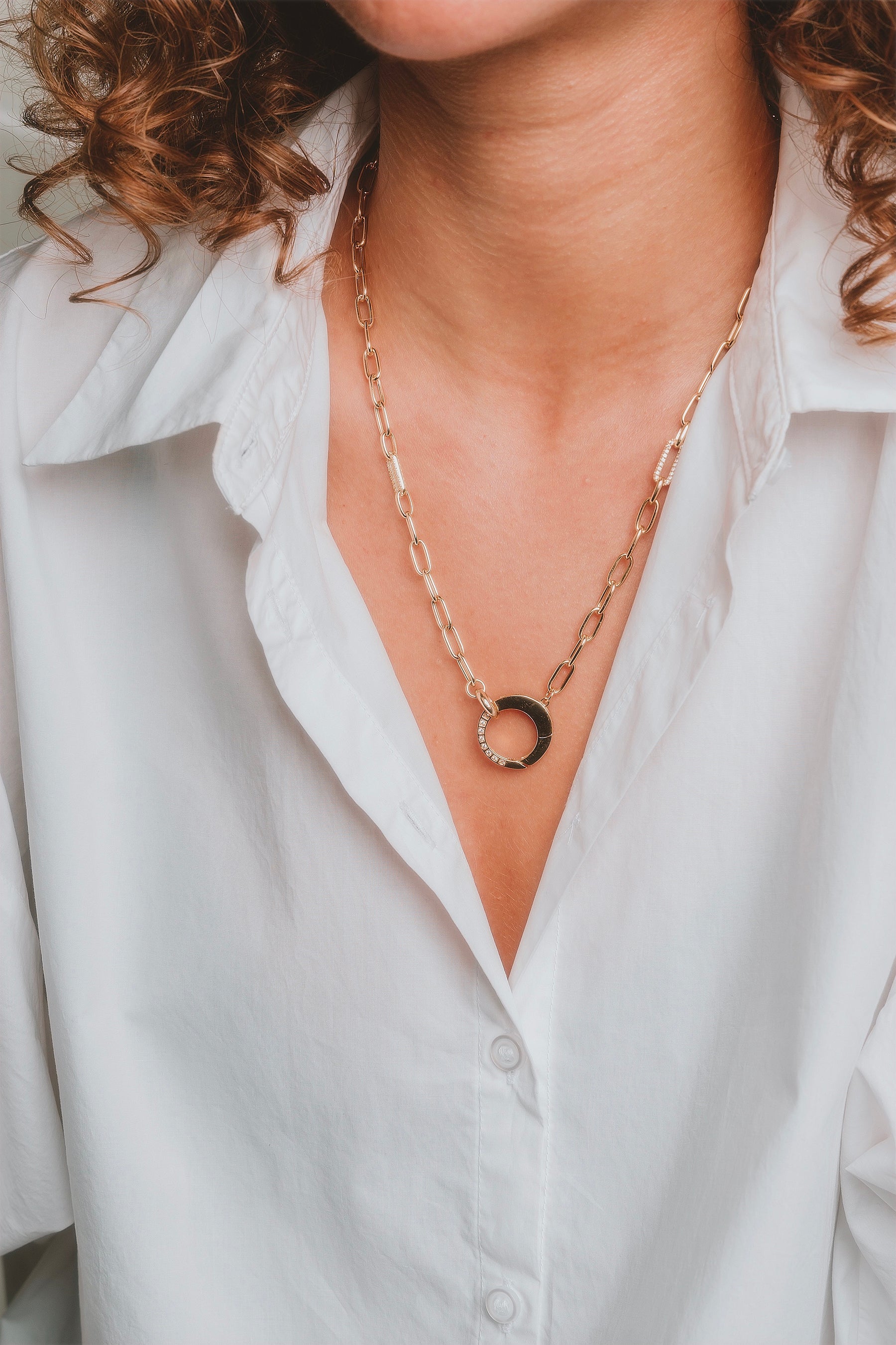 Round Clip Curb Chain Necklace