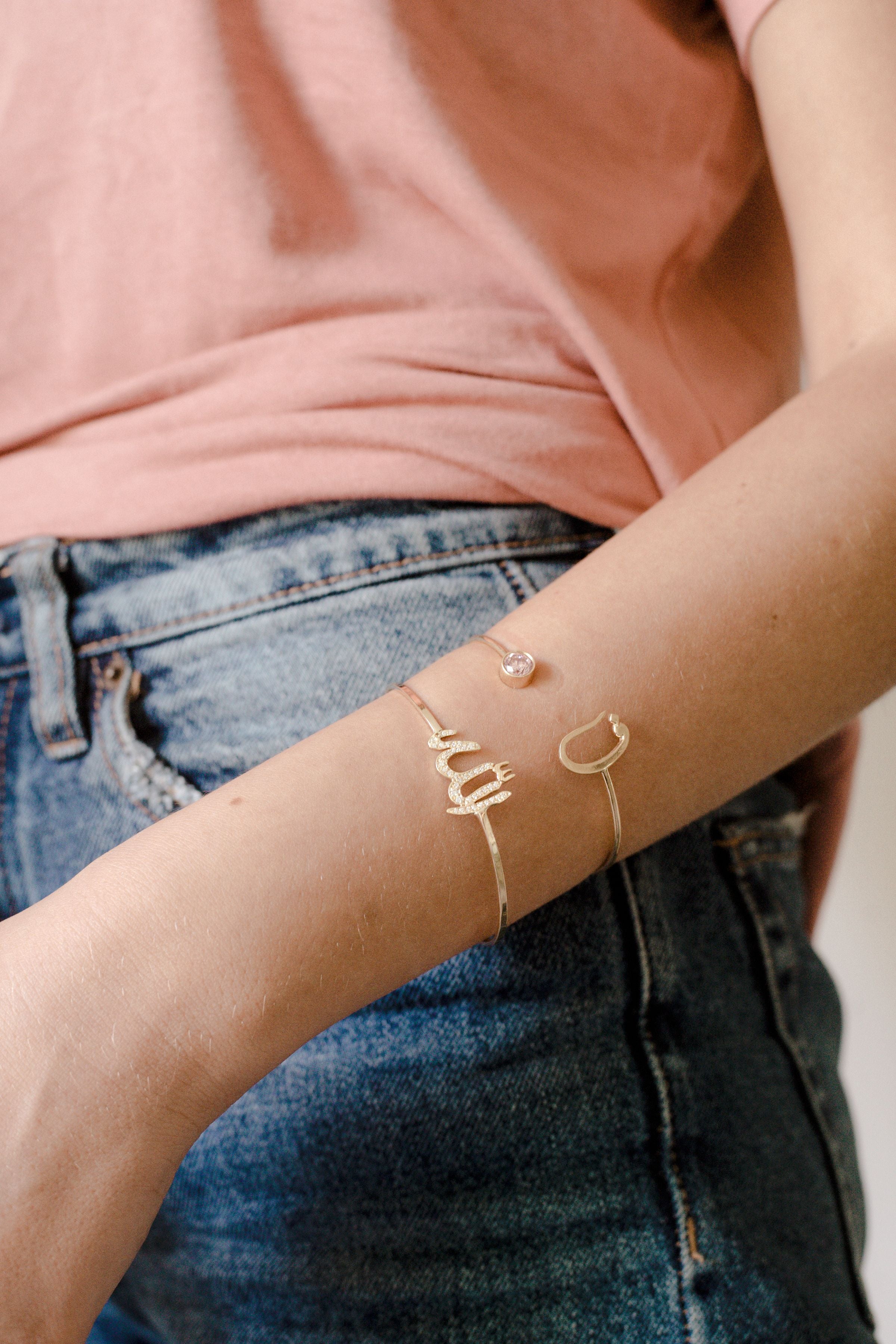 letter & birthstone bangle