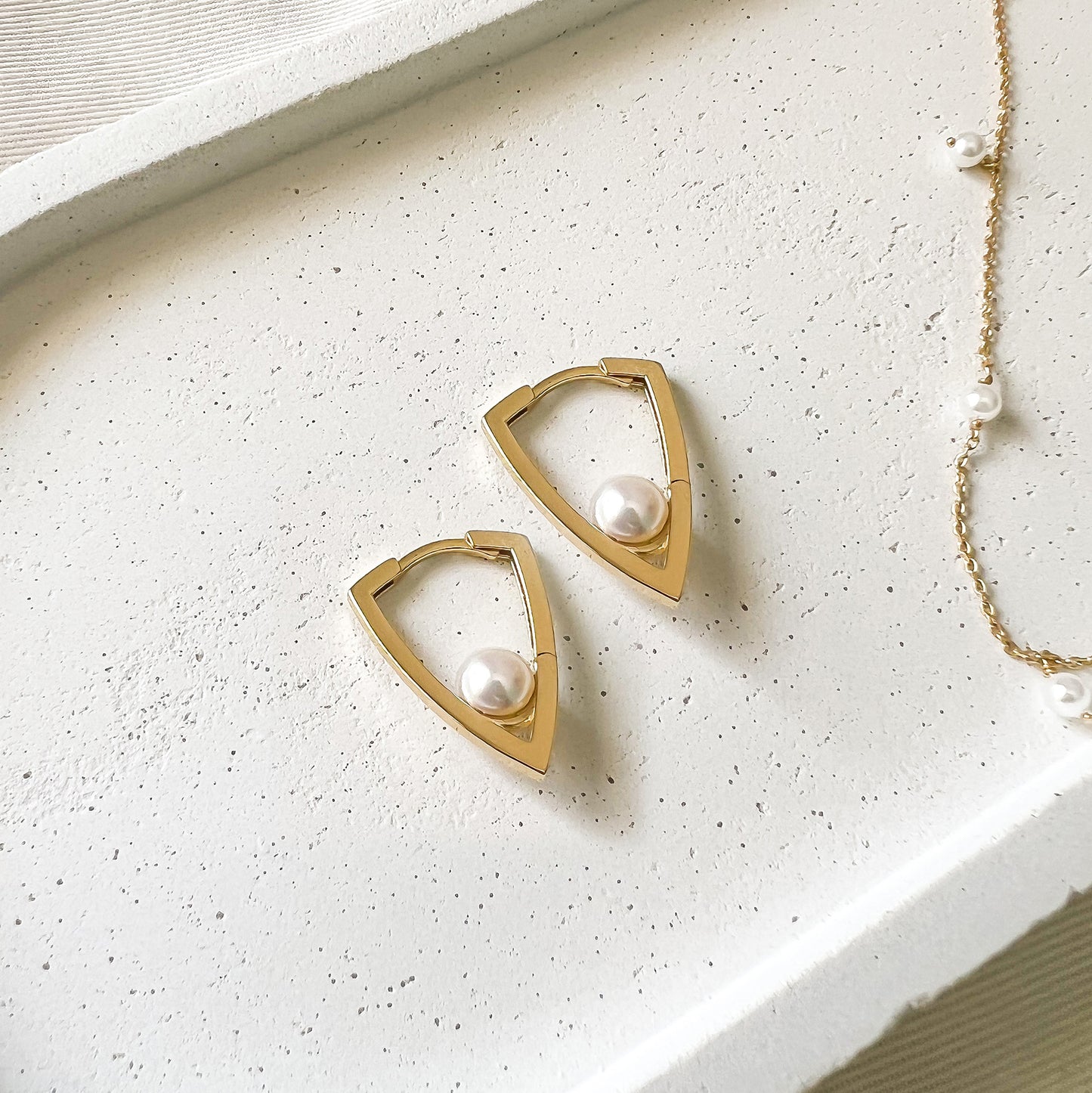 Triangle Pearl Hoops