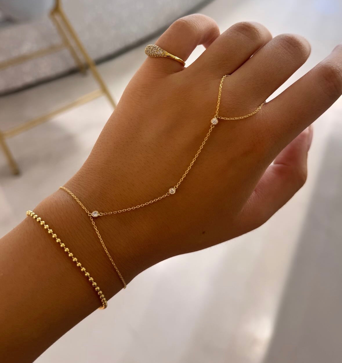 Triple Stone Hand Chain