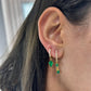 Shield Emerald Stone Drop Huggie Hoop