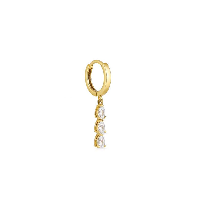 Pear Stones Vertical Drop Huggie Hoops