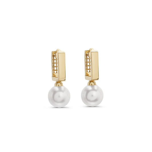 Pearl Drops Square Hoops