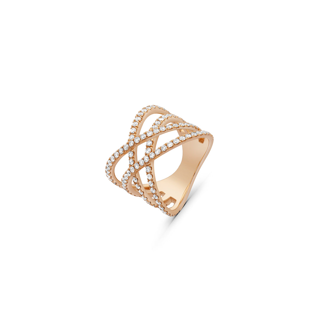Diamond Double Criss Cross Ring