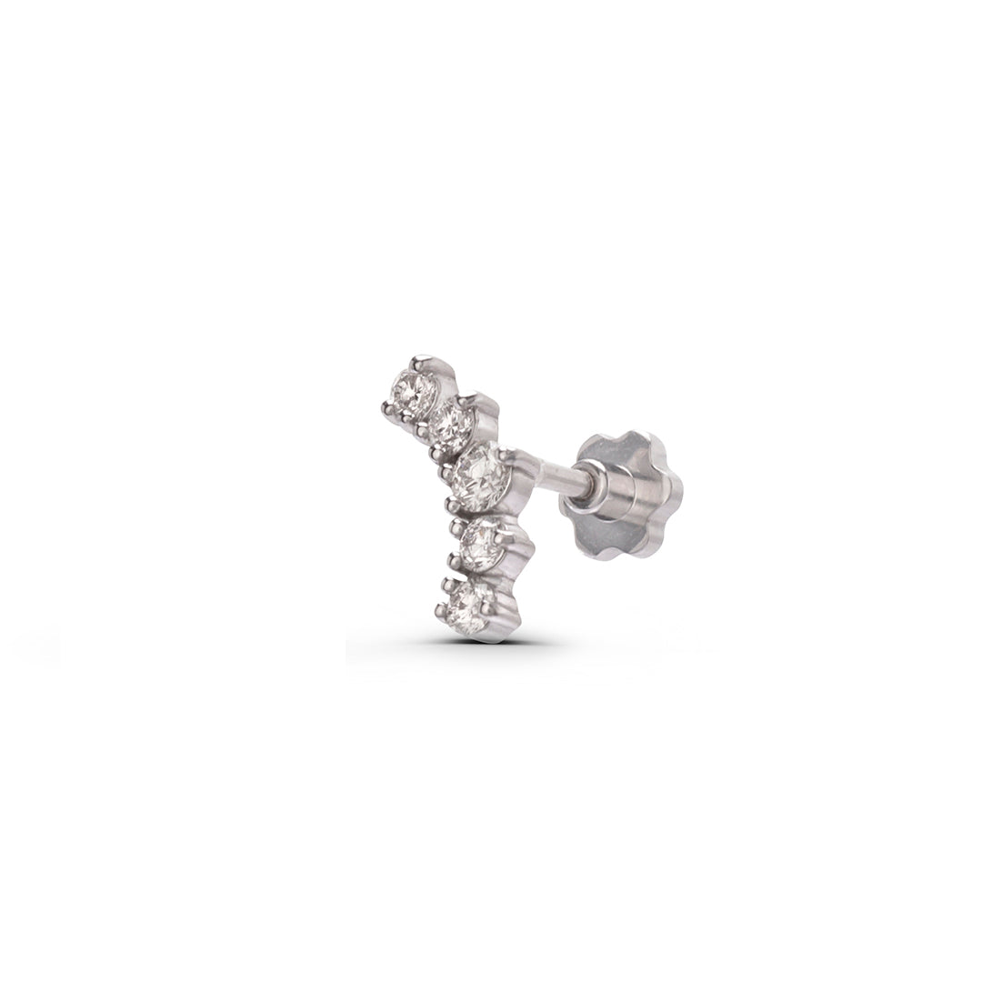 Diamond Five Stones Curved Stud