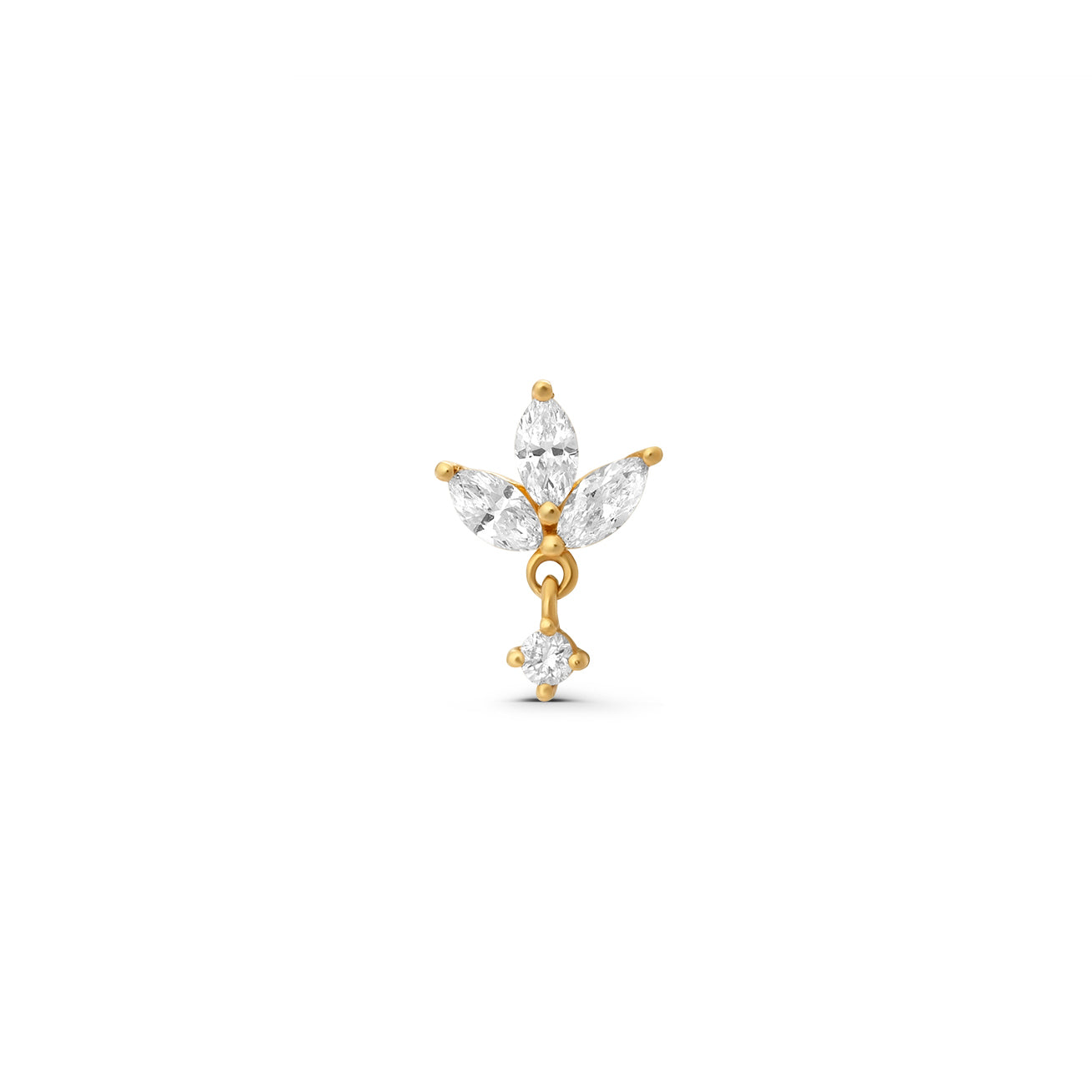 Diamond Lotus Drop Stud