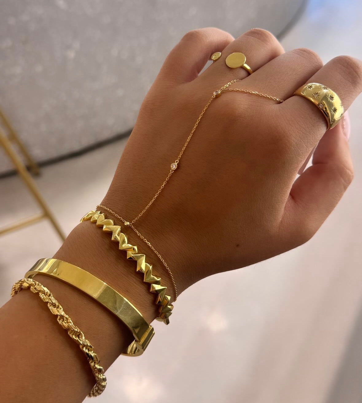 Triple Stone Hand Chain