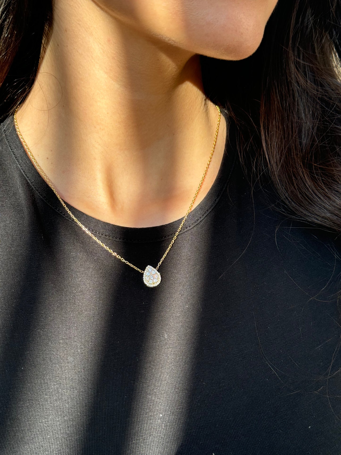 Diamond Invisible Pear Pendant Necklace