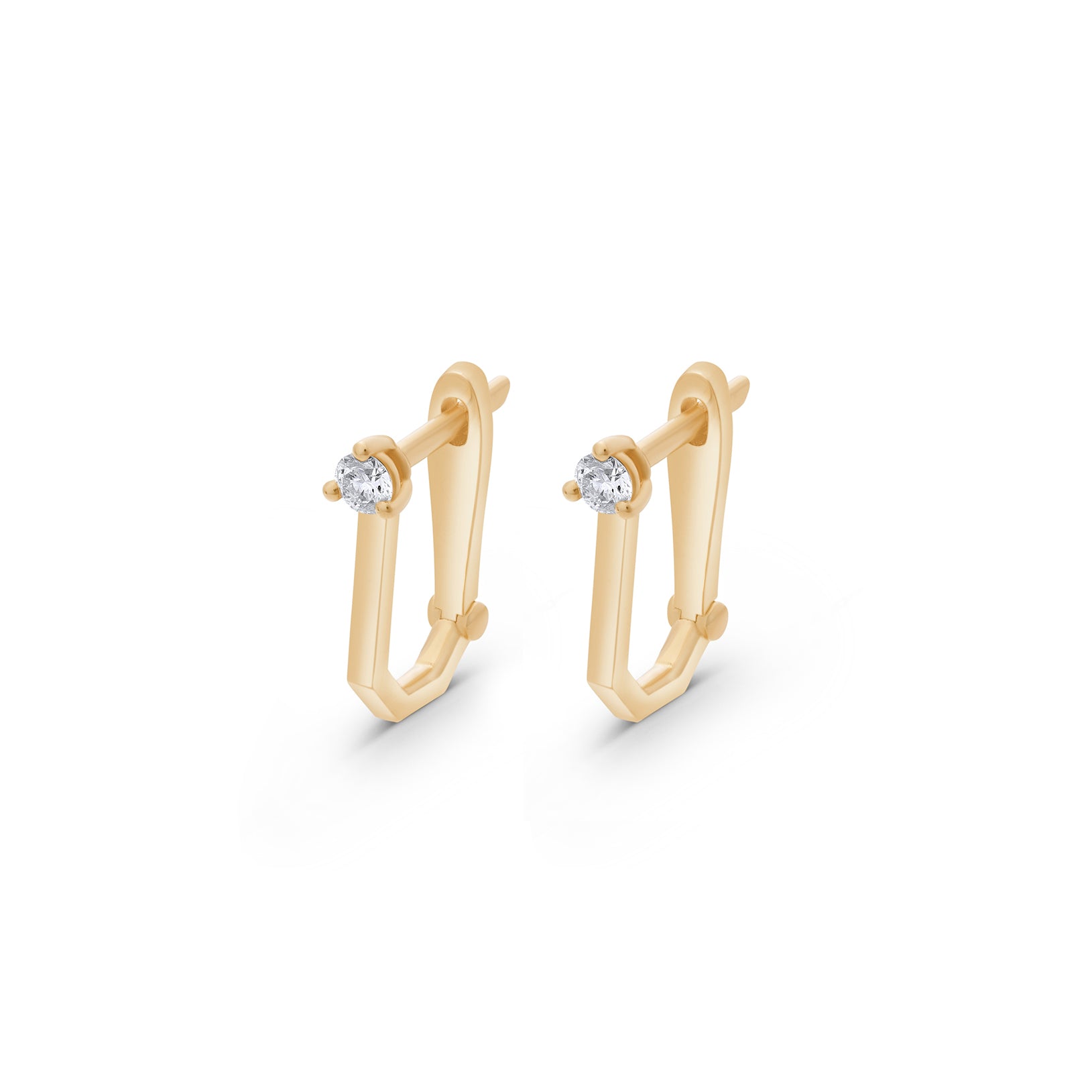 Diamond Round Cut Rectangle Hoops