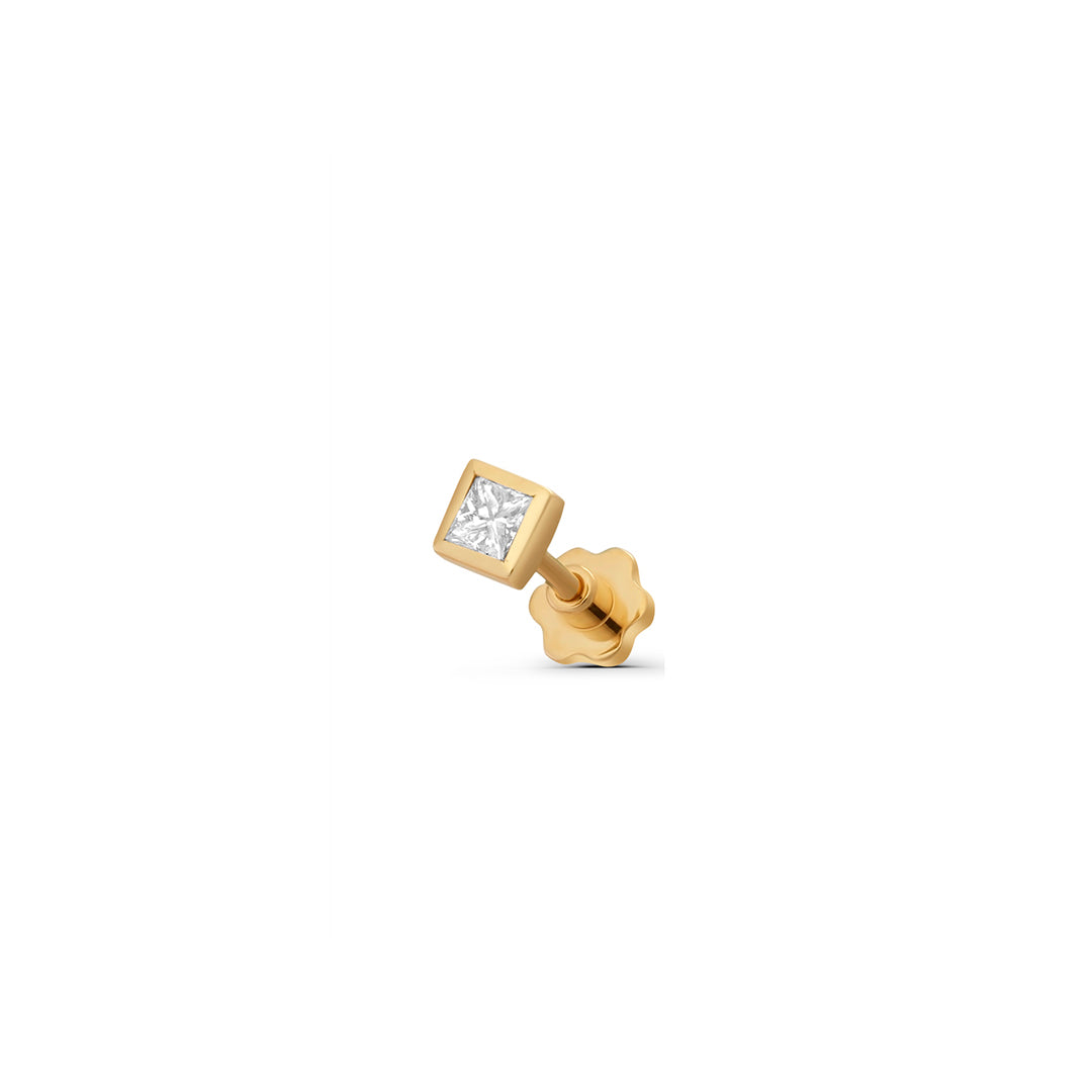 Diamond Bezel Square Stud
