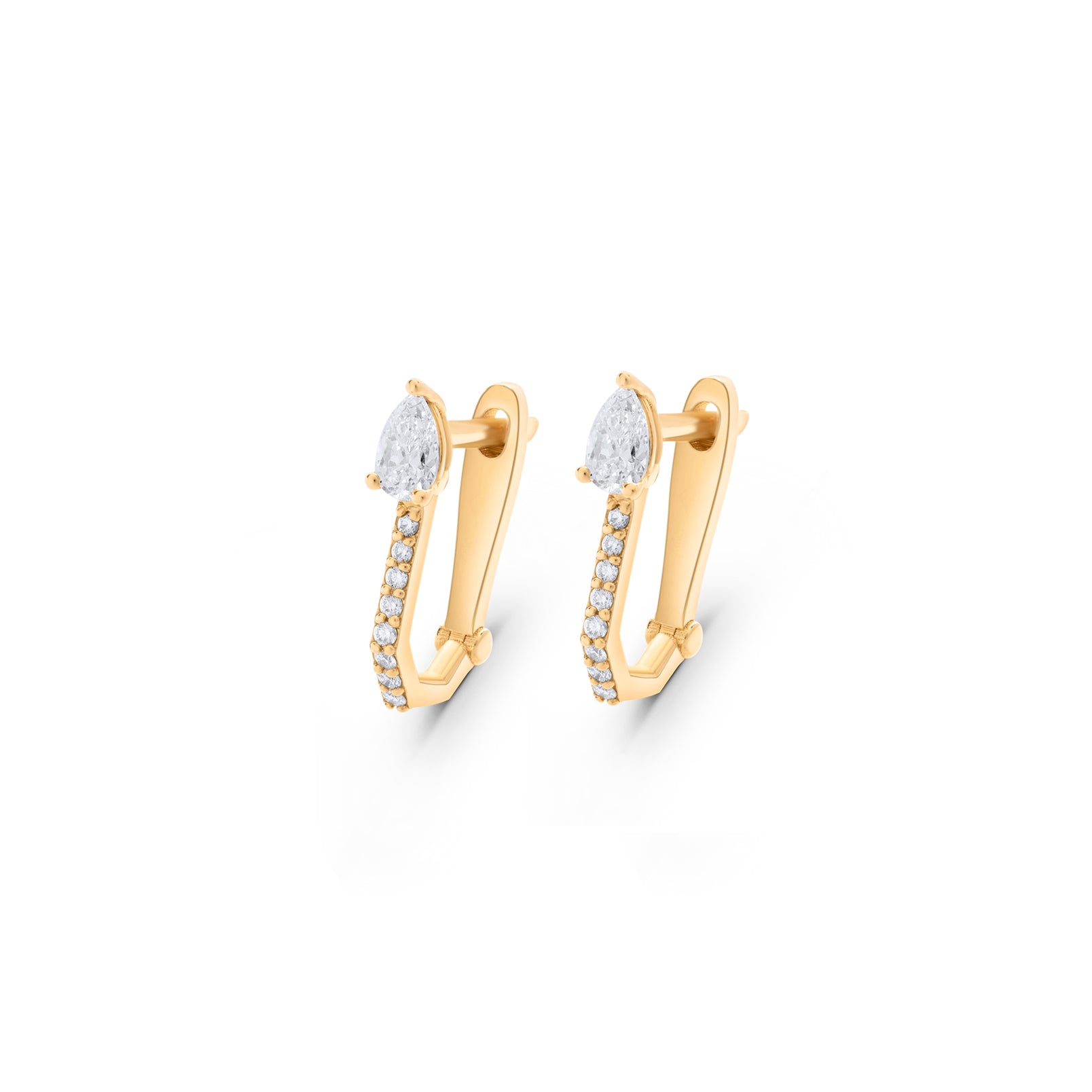 Diamonds Pear Cut Rectangle Studded Hoops