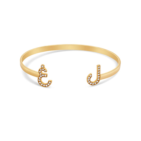 Diamond Two Letters Open Bangle