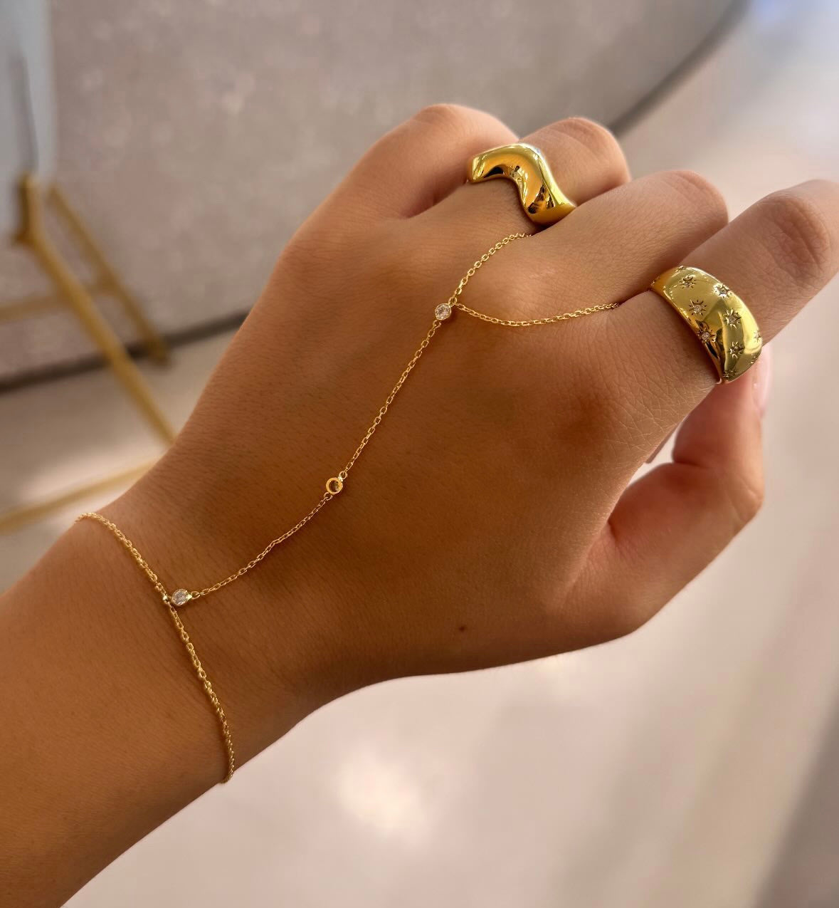 Triple Stone Hand Chain