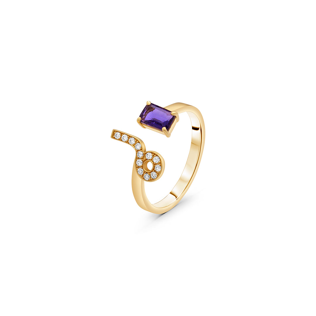 Diamond and Tanzanite Letter Open Ring