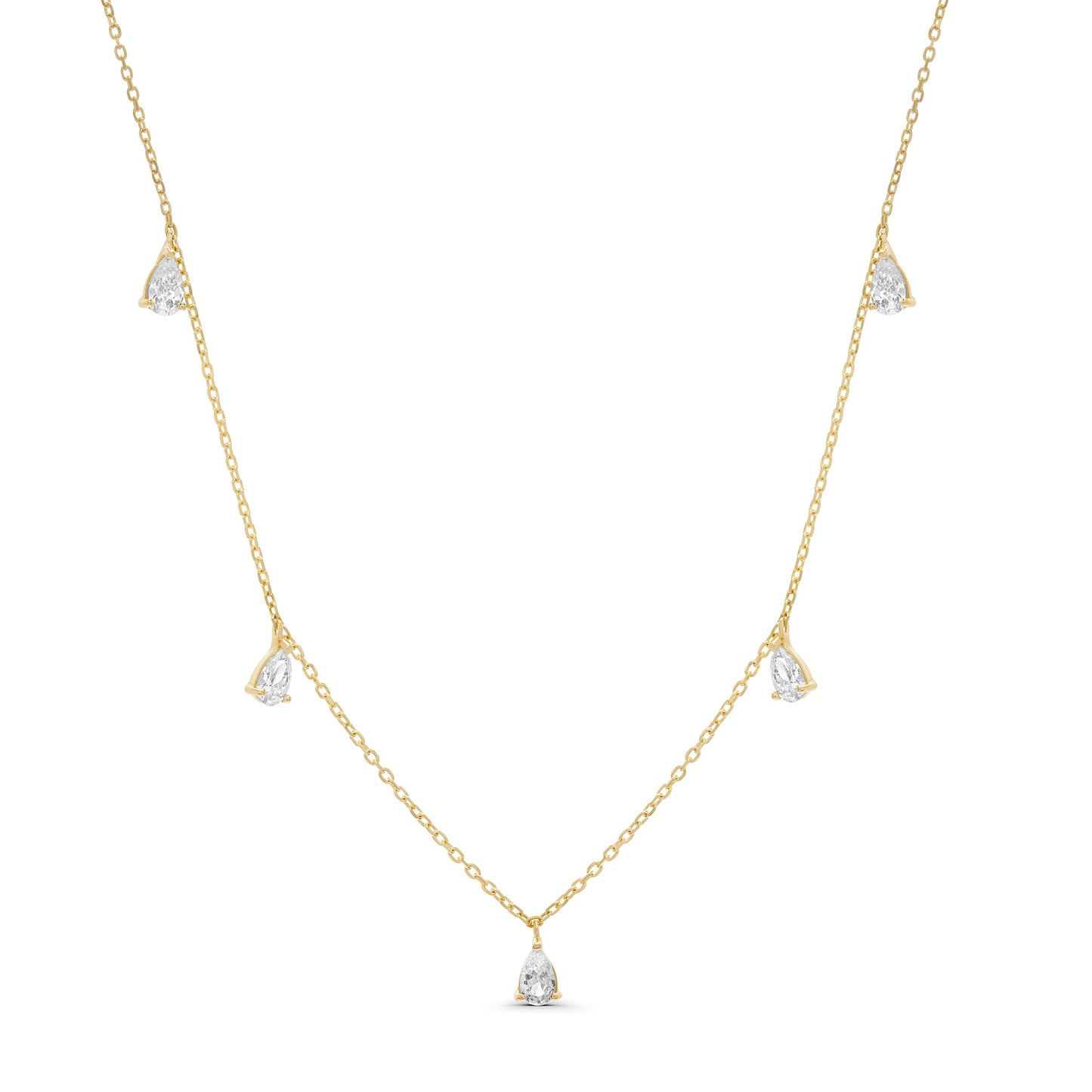 Pear Stone Drop Chain Necklace