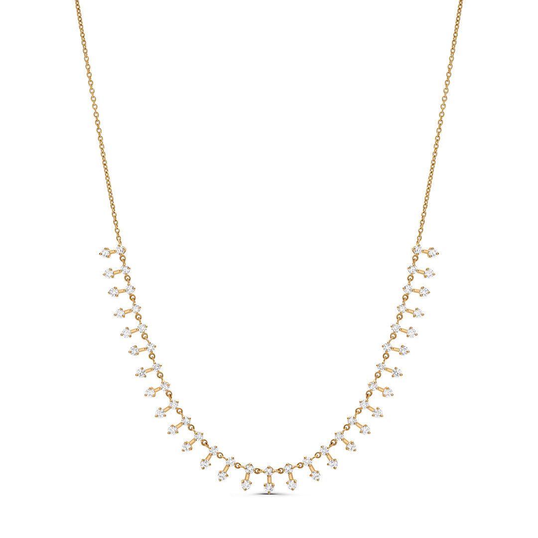 Diamond Double Round Stone Drop Necklace