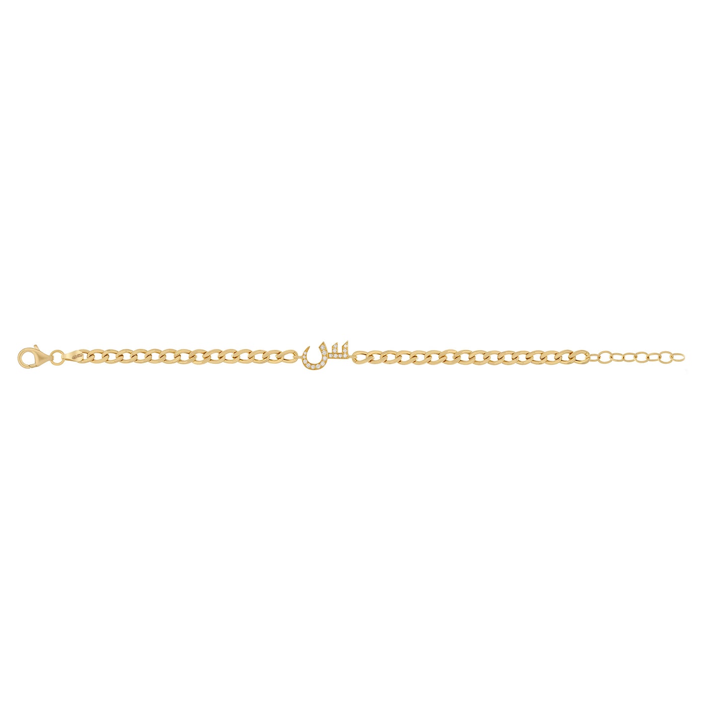 Diamond Letter Curb Chain Bracelet