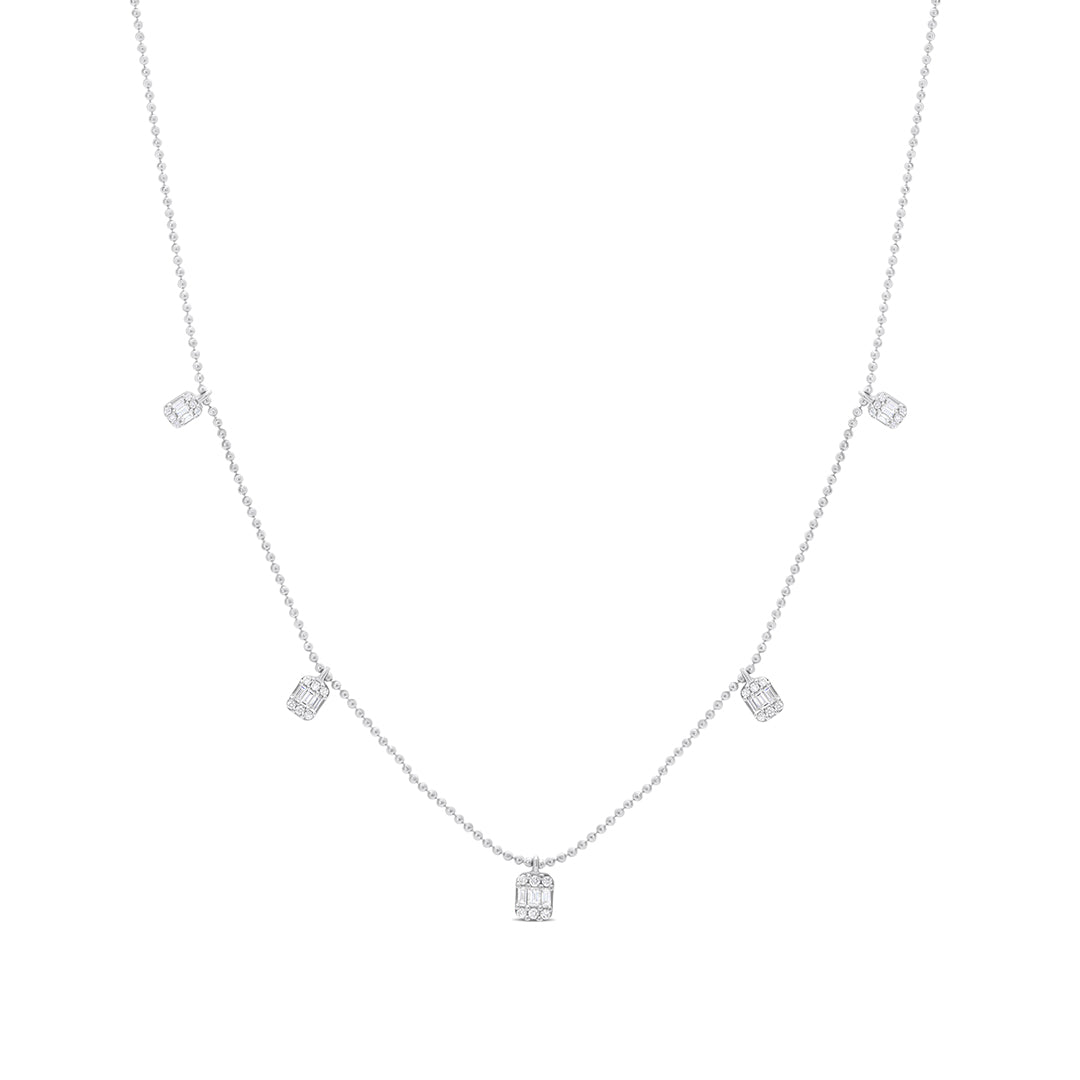 Diamond Five Square Drops Necklace