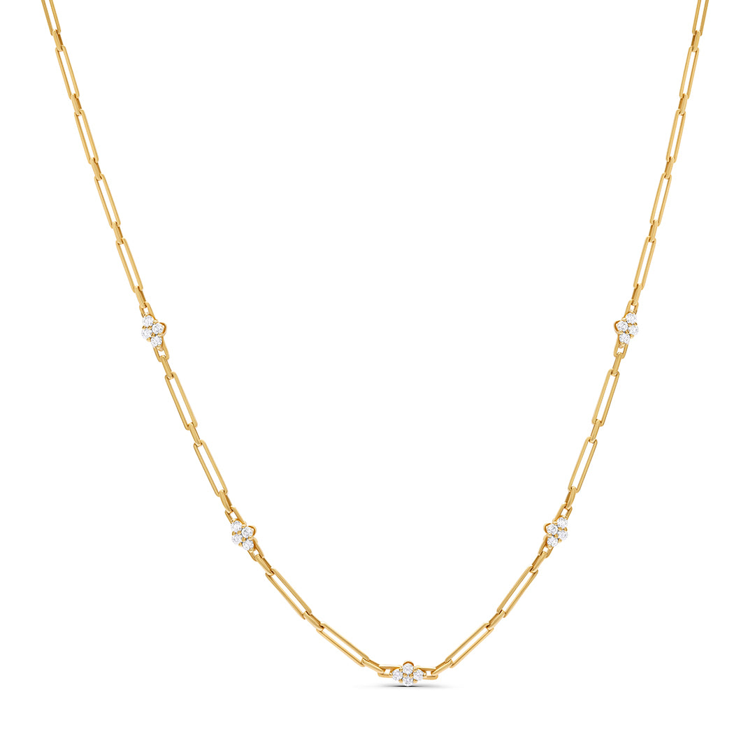 Diamond Five Stones Paperclip Necklace