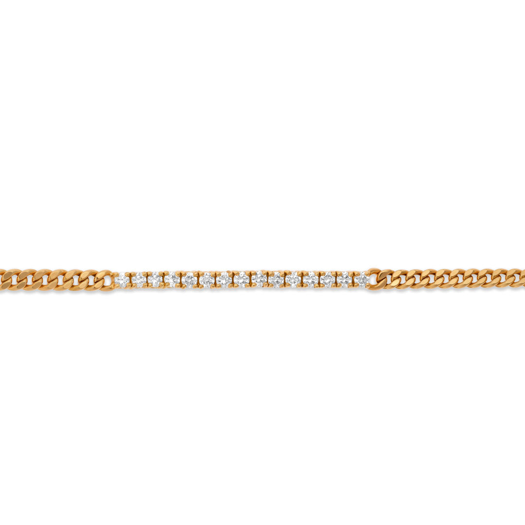 Diamonds Half Tennis Curb Chain Bracelet