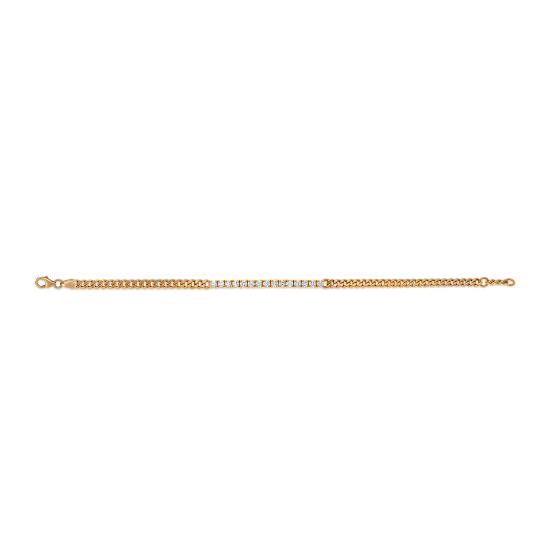 Diamonds Half Tennis Curb Chain Bracelet