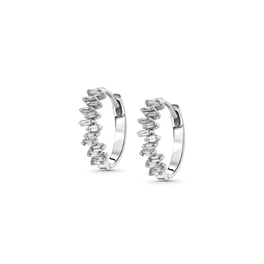 Diamond Baguette Huggie Hoops