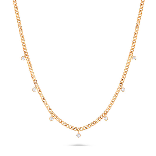Round Stone Drop Bold Chain Necklace