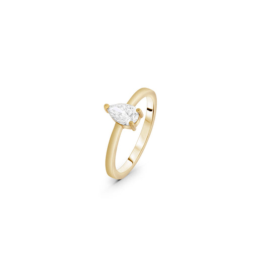 Diamond Single Pear Stone Ring