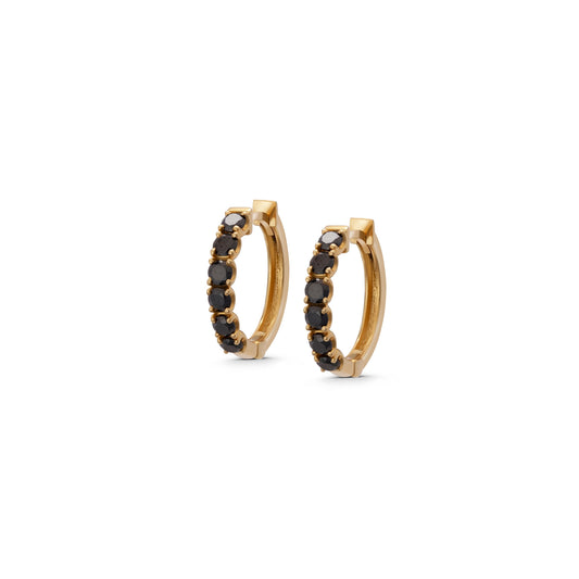 Black Diamonds Huggie Hoops