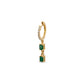 Diamond and Two Emerald Square Stones Huggie Hoop