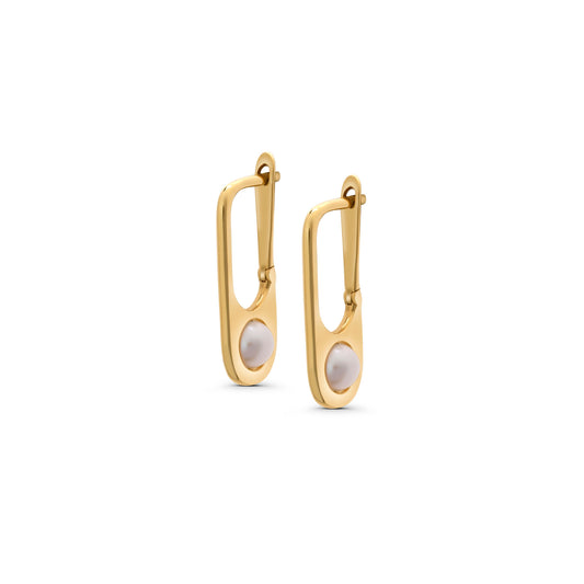 Pearl Paperclip Earrings