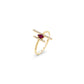 Diamond Parallel Lines with Ruby Stone Ring