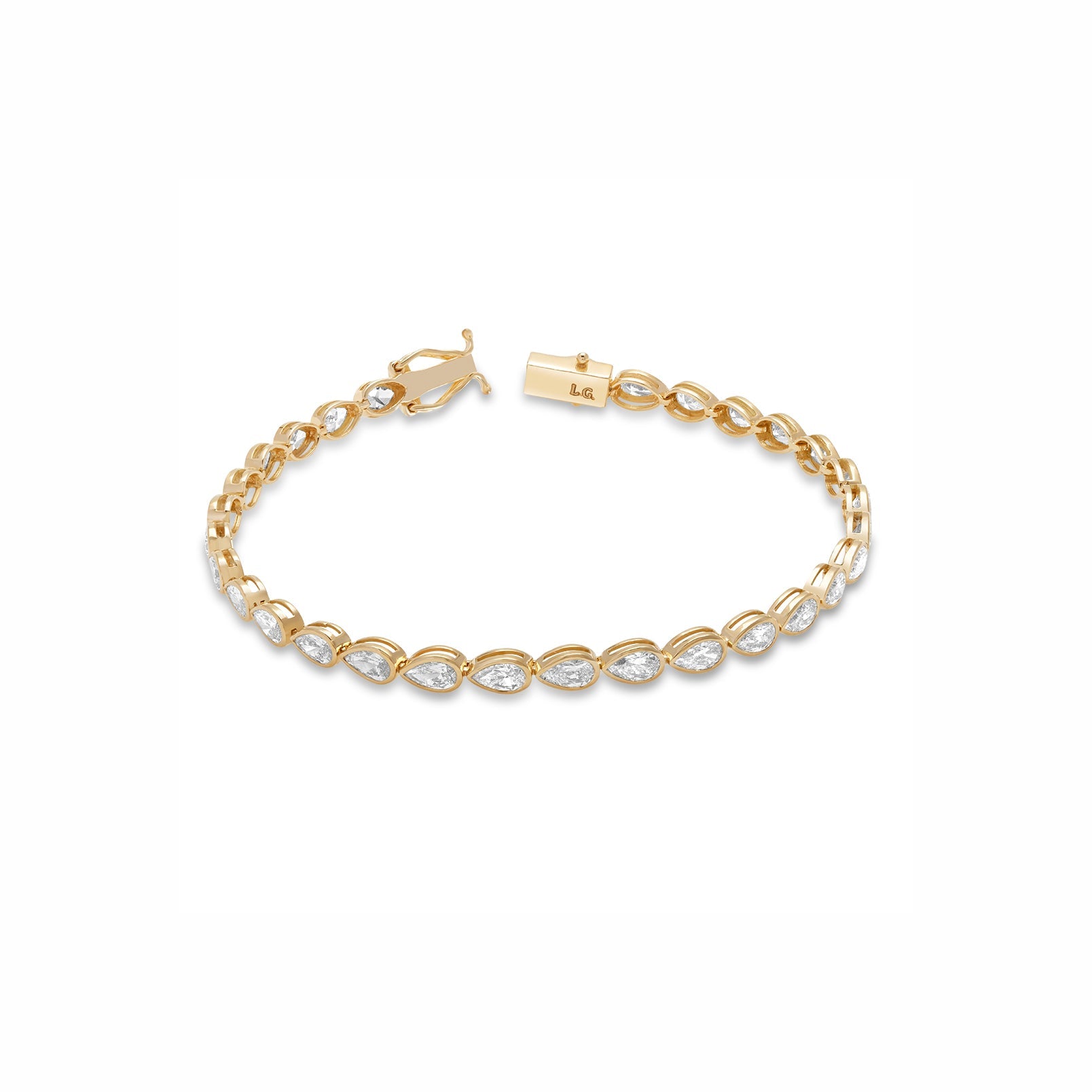 Lab Grown Diamond Bezel Pear-Cut Tennis Bracelet