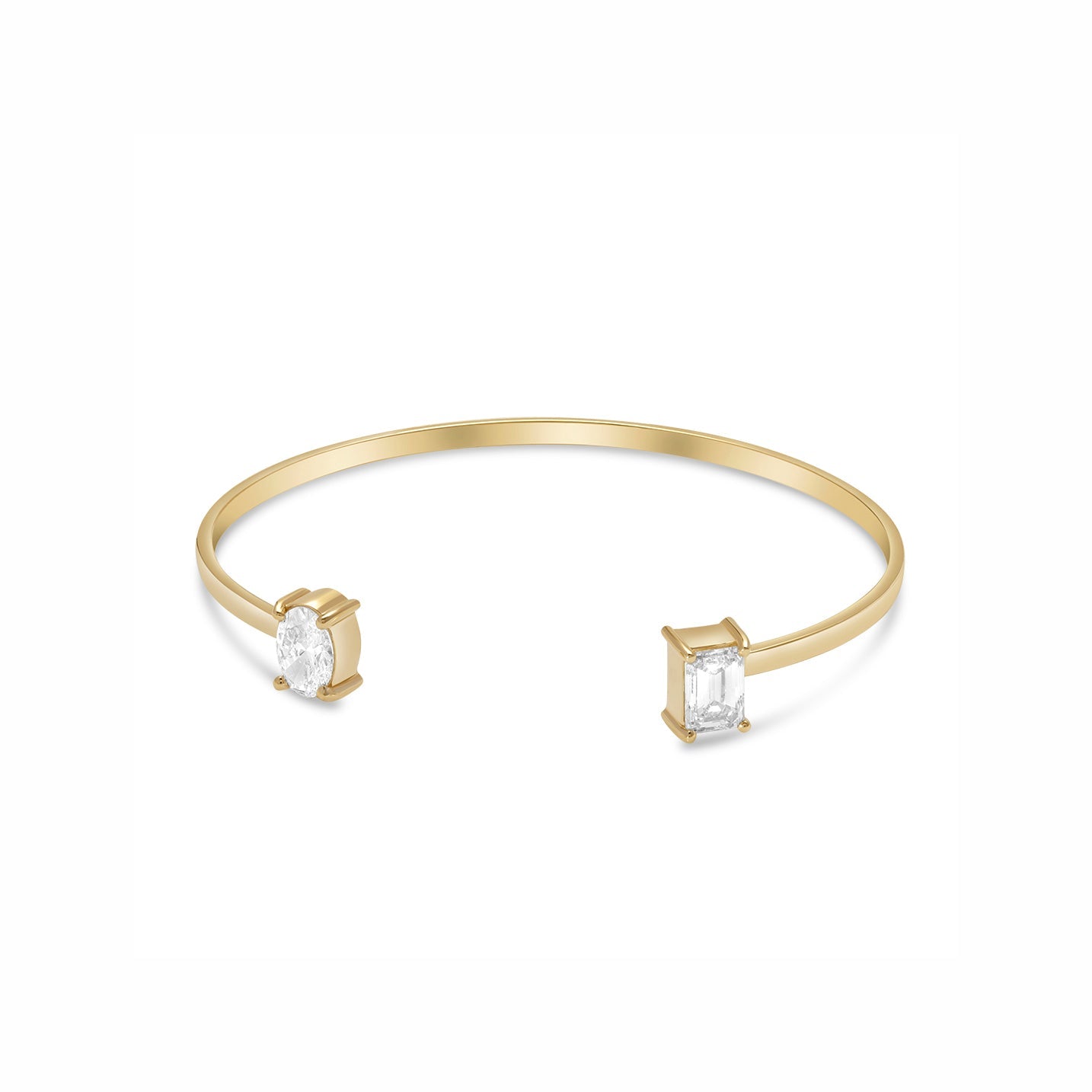 Lab Grown Diamond Emerald and Oval Open Bangle