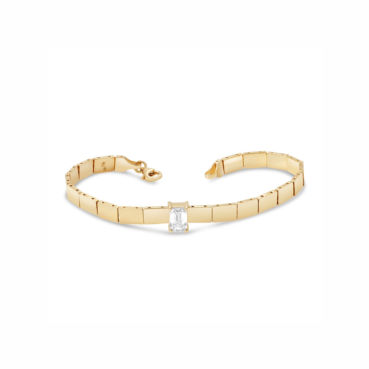 Lab Grown Diamond Single Emerald Stone Square Bracelet