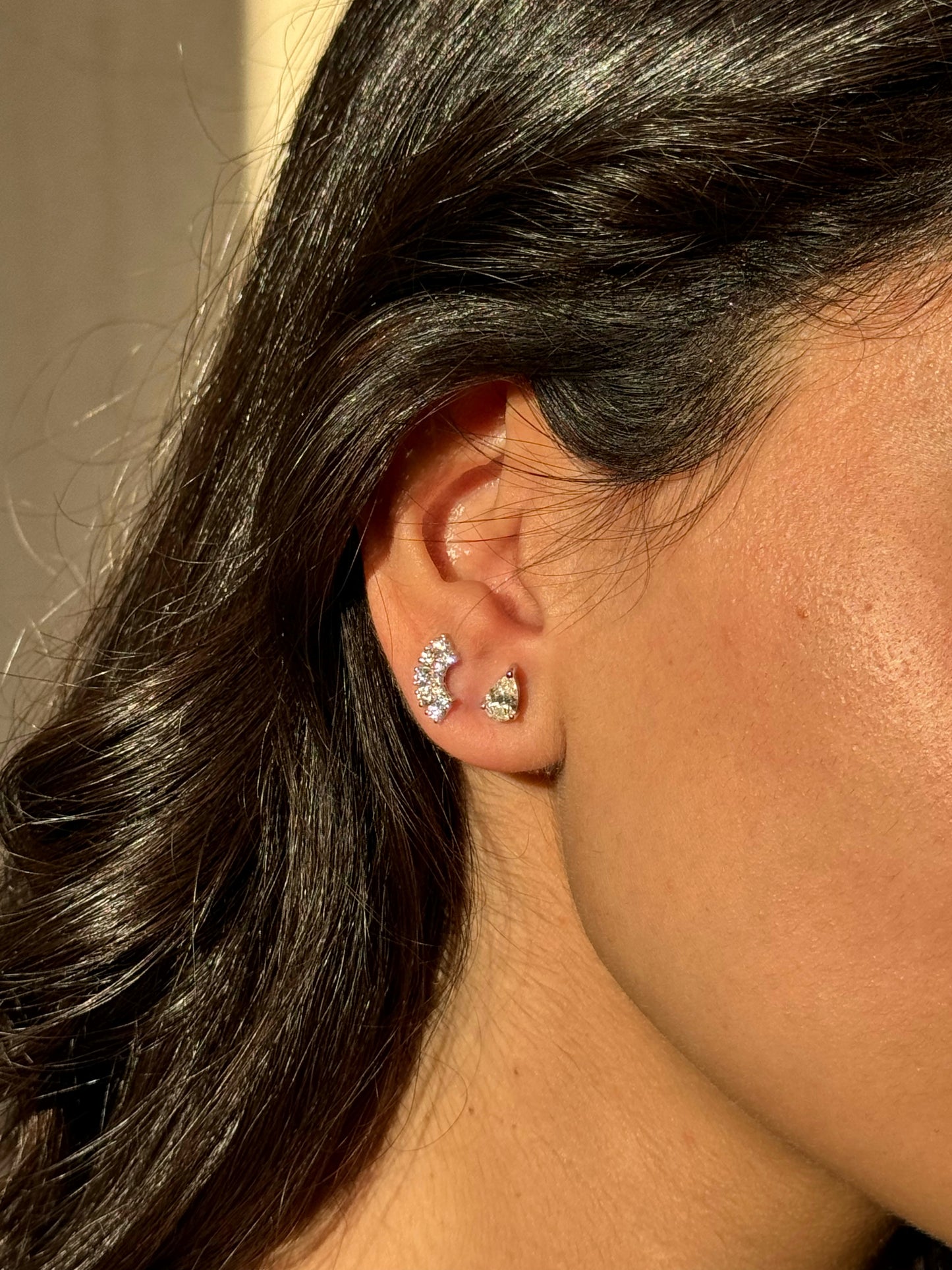 Diamond Half Circle Stud
