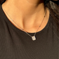 Diamond Square Pendant Necklace with Side Stones